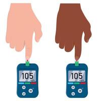 Measurement of glucose in the blood by the device color isolated vector illustration