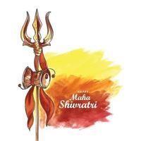 Happy maha shivratri with trisulam a hindu festival celebration background vector