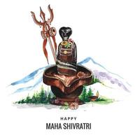 Beautiful realistic lord shiva shivling for maha shivratri festival card background vector