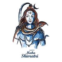 Lord shiva of india for traditional hindu festival maha shivaratri card background vector