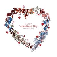 Beautiful decorative leaf heart shape valentines day card design vector