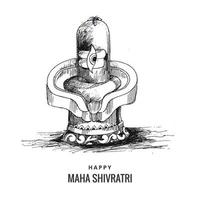 Hand draw shiv ling sketch maha shivratri festival card background vector