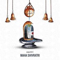 Beautiful happy maha shivratri greeting card with shivling background vector