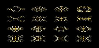 Gold Borders Elements Set Collection, ornament Vector