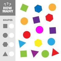 How many counting game with simple geometric shapes for kids vector