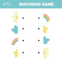 Puzzle game. Connect parts of picture - with cute sun, cloud, rainbow, star vector