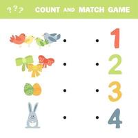 Count how many items. Vector educational game. Cute Easter elements