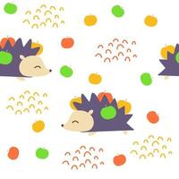 Cute seamless pattern with hedgehog, Hand drawn vector illustration for nursery