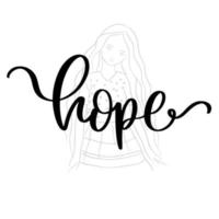 Hope - calligraphic inscription with smooth line. vector