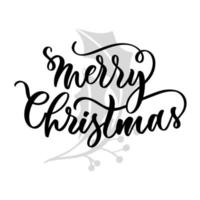 Merry Christmas hand lettering inscription. Festive vector typography.