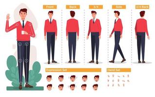 Cartoon character for motion design Free Vector, Base Character Male, Front, side, back view animated character.