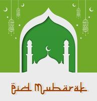 feliz eid mubarak ilustración vectorial adecuada para cartel banner tarjeta de felicitación y otros vector