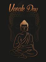 feliz día de vesak con estilo simple de la línea de arte de la estatua de siddharta gautama, cartel del día de vesak ilustración vectorial vector