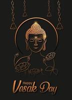 Happy Vesak Day with Simple Style of Siddharta Gautama Statue Art Line, Vesak Day Poster Banner Vector Illustration