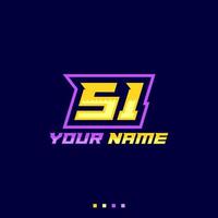 Number logo with fast speed lines. Vector sport style typeface, sports club.