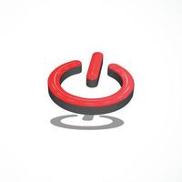 power button 3d icon render vector