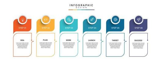 Steps business timeline process infographic template design with icons vector