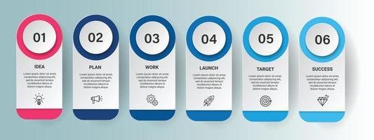 Steps business timeline process infographic template design with icons vector