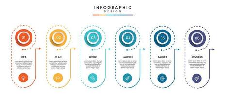 Steps business timeline process infographic template design with icons vector