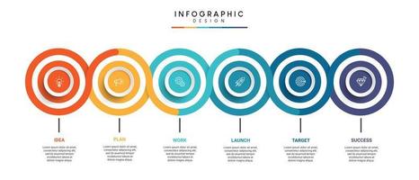 pasos diseño de plantilla infográfica de proceso de línea de tiempo de visualización de datos comerciales con iconos vector