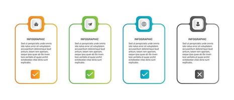 pasos diseño de plantilla infográfica de proceso de línea de tiempo de visualización de datos comerciales con iconos vector