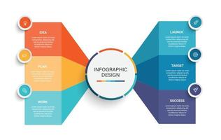 pasos diseño de plantilla infográfica de proceso de línea de tiempo de visualización de datos comerciales con iconos vector