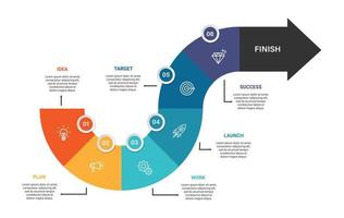 Steps business data visualization timeline process infographic template design with icons vector