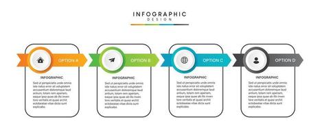 pasos diseño de plantilla infográfica de proceso de línea de tiempo de visualización de datos comerciales con iconos vector