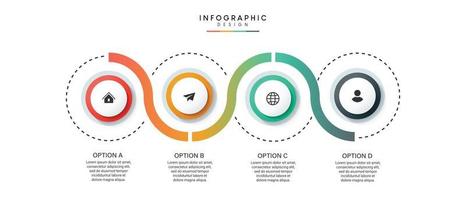 pasos diseño de plantilla infográfica de proceso de línea de tiempo de visualización de datos comerciales con iconos vector