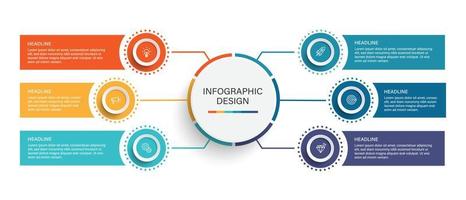 Steps business data visualization timeline process infographic template design with icons vector