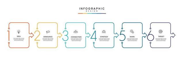 pasos diseño de plantilla infográfica de proceso de línea de tiempo de visualización de datos comerciales con iconos vector