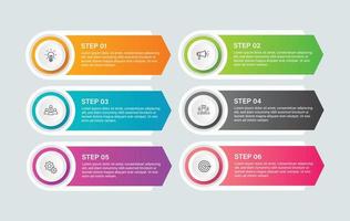 pasos diseño de plantilla infográfica de proceso de línea de tiempo de visualización de datos comerciales con iconos vector