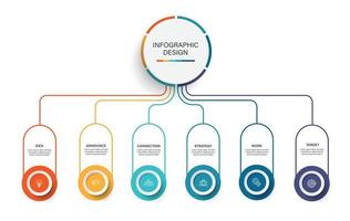 pasos diseño de plantilla infográfica de proceso de línea de tiempo de visualización de datos comerciales con iconos vector