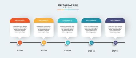 pasos diseño de plantilla infográfica de proceso de línea de tiempo de visualización de datos comerciales con iconos vector