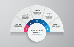 pasos diseño de plantilla infográfica de proceso de línea de tiempo de visualización de datos comerciales con iconos vector