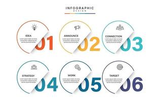 pasos diseño de plantilla infográfica de proceso de línea de tiempo de visualización de datos comerciales con iconos vector