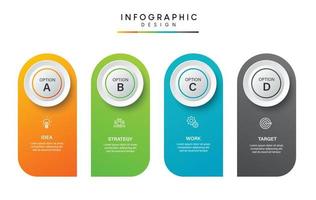 pasos diseño de plantilla infográfica de proceso de línea de tiempo de visualización de datos comerciales con iconos vector