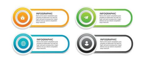 pasos diseño de plantilla infográfica de proceso de línea de tiempo de visualización de datos comerciales con iconos vector