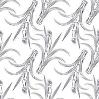 Sugar cane stalks with leaves seamless pattern. Sugar stalk cane vector
