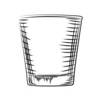 Hand drawn old fashioned glass. Isolated on white background. vector