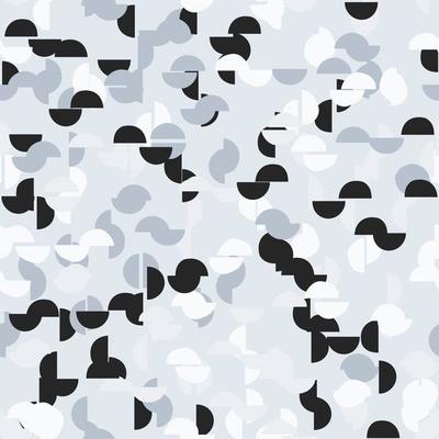 Monochrome semicircles seamless pattern in retro style. Random abstract shapes endless wallpaper.
