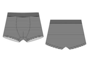 Technical sketch boxer shorts in striped fabric. Underpants isolated on white background. vector