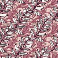 Foliage abstract figures pastel seamless herbal pattern . Navy blue and light purple contoured leaves. vector