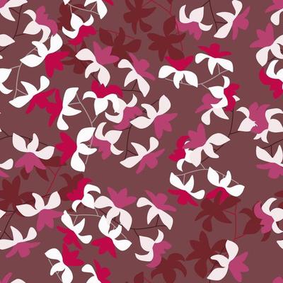 Nature seamless pattern with random hawaii flower shapes. Dark pale background. Exotic nature backdrop.