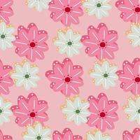 Creative seamless pattern with chamomile flowers shapes. Blue elements. Nature decorative backdrop. vector