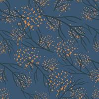 Hand drawn seamless forest night pattern with random branches silhouettes print. Background with splashes. vector