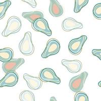 Isolated seamless healthy pattern with doodle avocado shapes print. White background. Simple style. vector