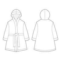 Technical sketch unisex bathrobe isolated on white background. vector