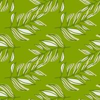 Spring seamless pattern with contoured foliage brunches in green tones. Stylized floral print. vector