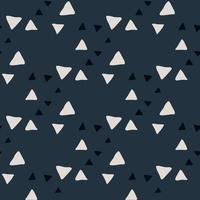 Contrast seamless pattern with doodle triangle silhouettes. Dark background with light geometric elements. vector